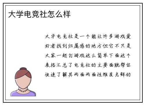大学电竞社怎么样